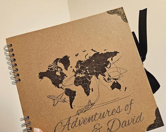 Personalized World Map Scrapbook, Adventure Photo Album