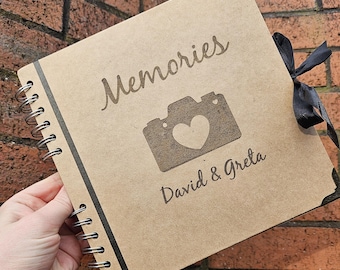 Album personnalisé, scrapbooking, livre de souvenirs, nom et texte au choix, scrapbooking marron