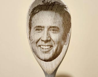 Custom Face Engraved Wooden Spoon, Personalized Quote, Novelty Gift
