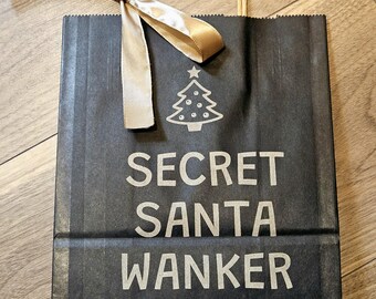 Secret Santa Wanker Christmas Gift Bag, Funny Adult Swear Bag