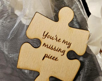 Engraved Wooden Puzzle Piece Keepsake – "You’re My Missing Piece" Romantic Gift