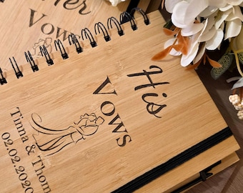 Personalized Rustic Wooden Vow Books Set | His & Her Keepsake (A5)