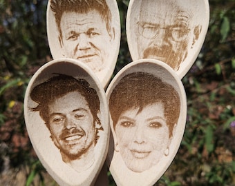 Custom Face Engraved Wooden Spoon, Personalized Quote, Novelty Gift, Valentine's Day Gift