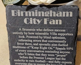 Birmingham City Fan Definition Slate Coaster, Football Fan Gift, Sports