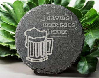 Personalized Slate Coaster, Custom Engraved Drink Coaster