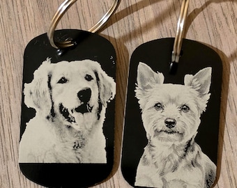 Personalized Pet Photo Keychain – Black Stainless Steel Tag, Memorial Gift