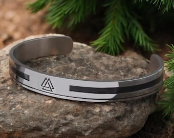 Celtic Knot Stainless Steel Cuff Bracelet: Unisex Viking Jewelry