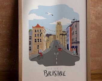 Bristol Art Print, Park Street Illustration, British Home Decor (A4, A3)