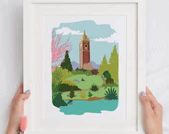 Cabot Tower Bristol Art Print, British City Illustration