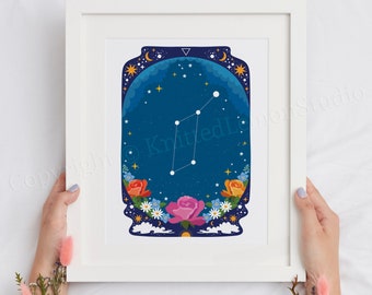 Lyra, Constellation Print, Lyra Art, Astronomy Gift, Lyra Constellation, Night Sky, Celestial Art, New Baby Gift, Boho Wall Art, Baby Shower