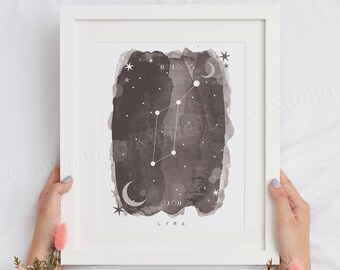 Lyra Constellation Art Print, Celestial Astronomy Decor