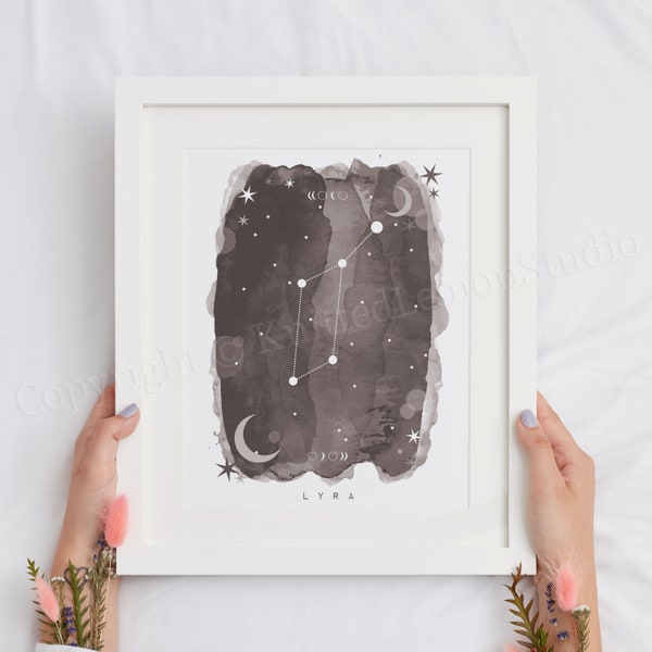 Lyra Constellation Art Print, New Baby Gifts, Lyra Constellation Gift, Lyra Art Print, Astronomy Decor, Celestial Gifts, Constellation Print