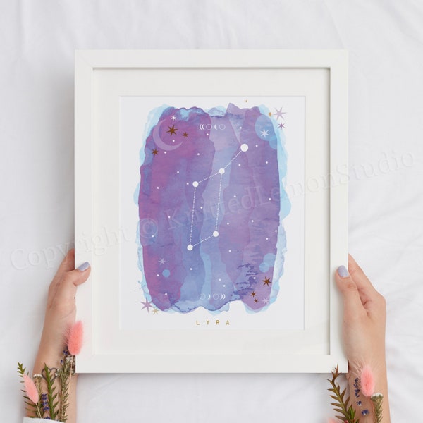 Lyra Constellation, Lyra Art Print, Baby Gift, Lyra Constellation Gift, Astronomy Print, Celestial Decor, Constellation Art Print, Lyra Gift