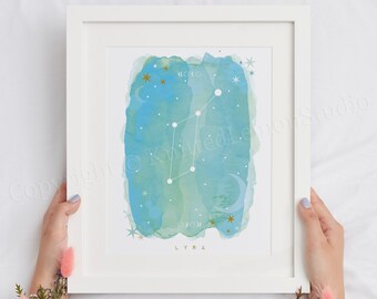 Lyra Constellation Art Print, Celestial Nursery Decor