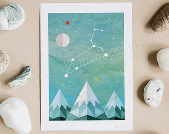 Leo Constellation Art Print, Night Sky Astronomy Gift