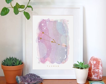Taurus Constellation Art Print, Astrology Gift (A4)