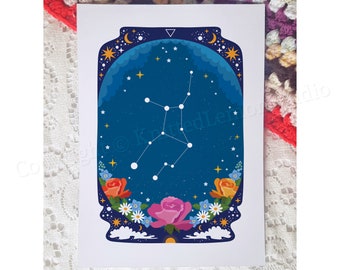 Impression du signe stellaire de la Vierge, Cadeaux de la Vierge, Cadeau du zodiaque, Art de l’horoscope, Impression d’art de la Vierge, Impression d’astrologie, Art mural de constellation, Signe du zodiaque, A4