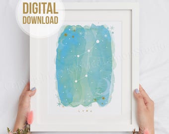 Lyra Constellation Art Print, Baby Gift (Digital Download)