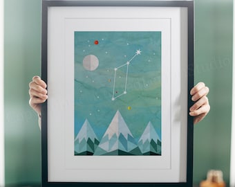 Lyra Constellation Art Print, Astronomy Gift, Celestial Wall Decor