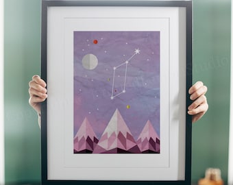 Lyra Constellation Print, Celestial Star Art, Astronomy Gift