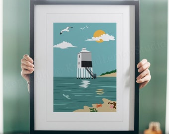 Burnham-On-Sea Lighthouse Art Print, Somerset British Decor