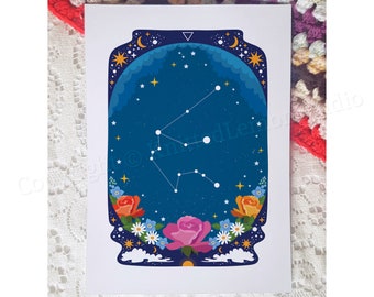 Aquarius Art Print, Zodiac Gift, Aquarius Wall Art, Star Sign Print, Horoscope Art, Constellation Print, Astrology Gifts, Aquarian, A4