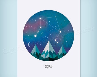 Libra Print, Libra Gifts, Star Sign Print, Zodiac Sign Gifts, Constellation Art, Astrology Gifts, Horoscope Gifts, Gifts for Libra, A4