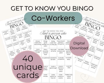 Ice Breaker Bingo for Office Party, Social Group Gathering, Get to know you game for Adults
