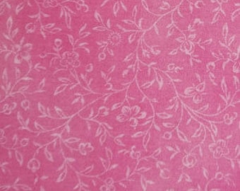 Cotton Fabric Bright Pink with White Flowers