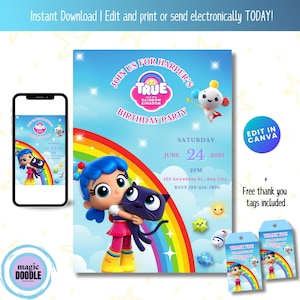 Editable TRUE Wishing Tree Digital Birthday Invitation MEGA Bundle | Instant Download | Editable | Cartoon Theme | Instant Download | Party