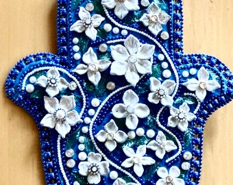 Blue and White Hamsa