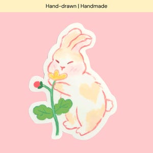 mignon lapin aux fraises autocollant | Lapin en fleurs de fraises | journal, Kindle, bouteille d'eau, ordinateur portable | Cadeau pour amoureux des animaux pour elle