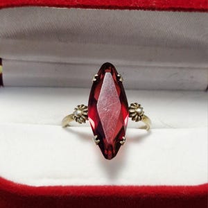 Rare Antique Gold 14K plated Silver Ring with Ruby