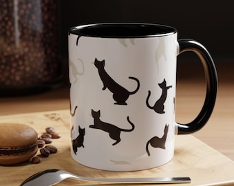 Minimalist Cat Faces Coffee Mug, Cat Lover Gift