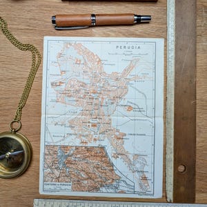 Imprimée en 1909, Pérouse, Italie, Vintage Authentique (cadre non inclus )
