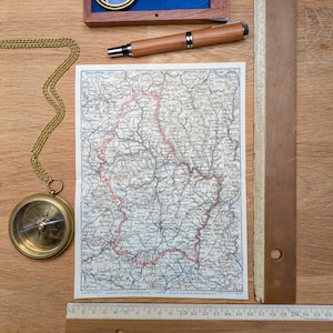 Printed in 1928, map of Luxembourg, Authentic Vintage (frame not included)