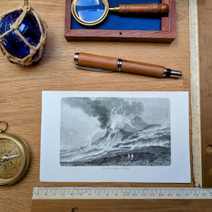 Printed in 1868, Hekla Volcano, Iceland, Authentic Vintage (frame not included)
