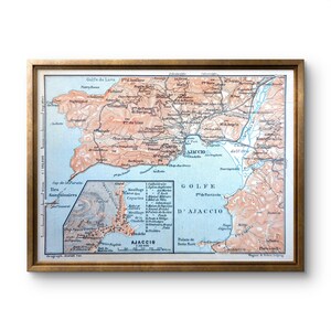 Printed in 1901, Ajaccio map, Authentic Vintage 10.5 x 15.5 cm (frame not included)