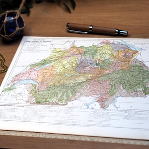 Imprimée en 1892, La Suisse. Carte Originale Vintage et Authentique.