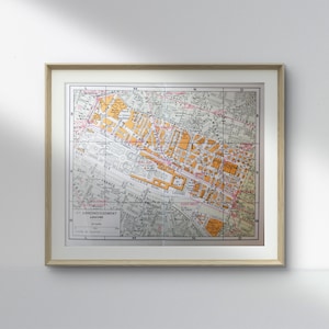 Old map 1st arrondissement Louvre Paris / France original 1962 17.5x14 cm
