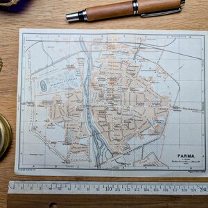 Printed in 1909, map of Parma, Italy, Authentic Vintage (frame not included)