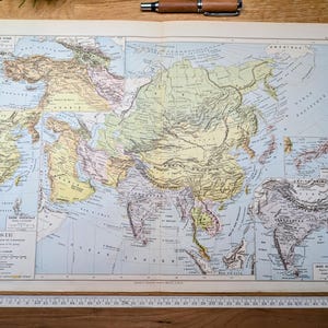 Printed in 1892, Asia, Vintage Authentic Large Format (frame not included)