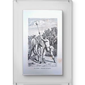 Printed in 1878, Engraving of Hammer Throwing in Scotland, Authentic Vintage (frame not included)