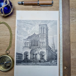 Imprimée en 1906, basilique Sainte-Marie Madeleine de Vézelay. Original Vintage Authentique.