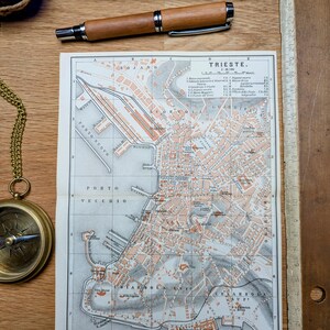 Printed in 1890, Trieste map, Authentic Vintage (frame not included)