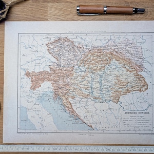 Imprimée fin XIX ème, l'Autriche-Hongrie. Carte Originale Vintage et Authentique.
