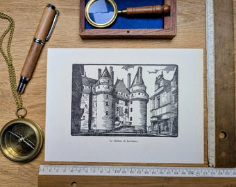 The Château de Langeais, printed in 1933, vintage engraving.