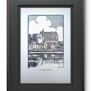Printed in 1933, Engraving of the Château d'Amboise, Authentic Vintage 16x24cm (frame not included)