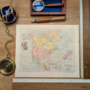 Imprimée en 1878, L'Amérique du Nord. Original Vintage Authentique.