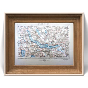 Printed in 1884, Engraving Lake Zurich, Switzerland, Authentic Vintage (frame not included)